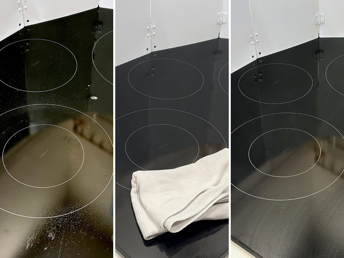 IHコンロの掃除前後の比較