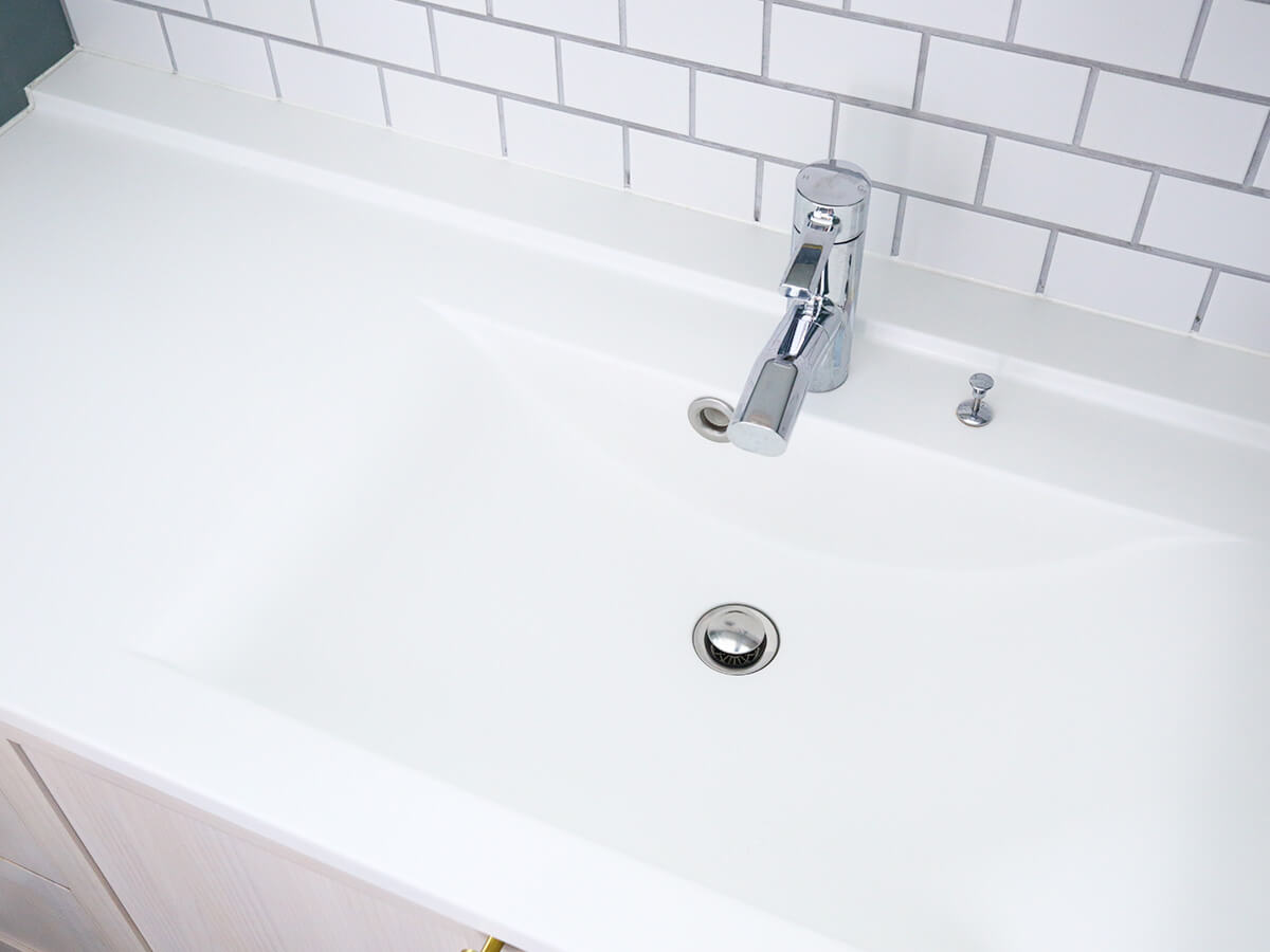 洗面ボウルとカウンターのつながり